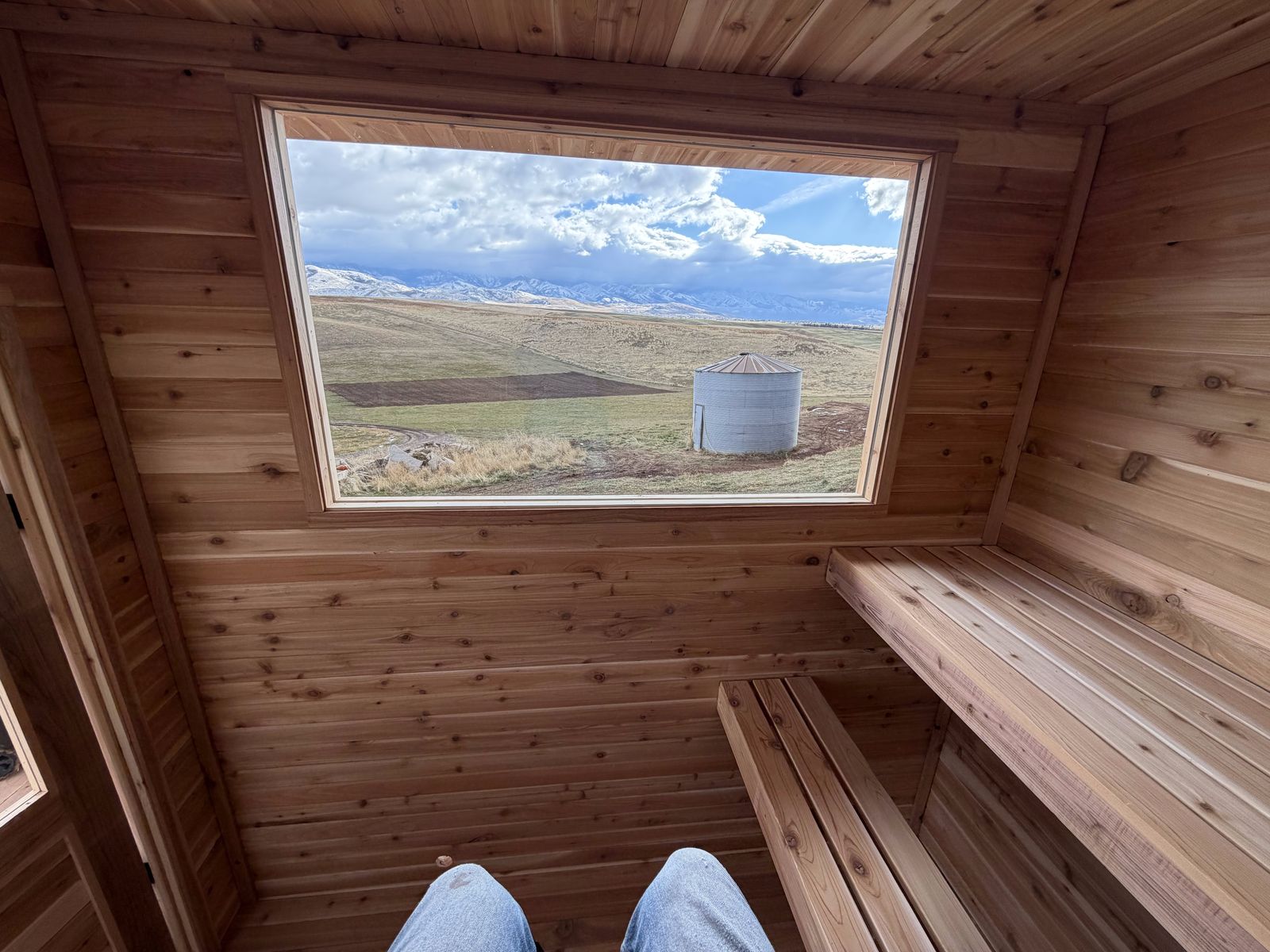 Cedar sauna installation